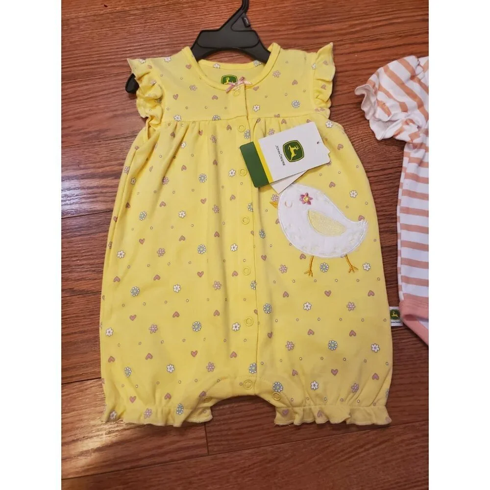 Infant John Deere One-piece Romper (2) Girls‎ 6/9 Months Spring Summer Chick Pig